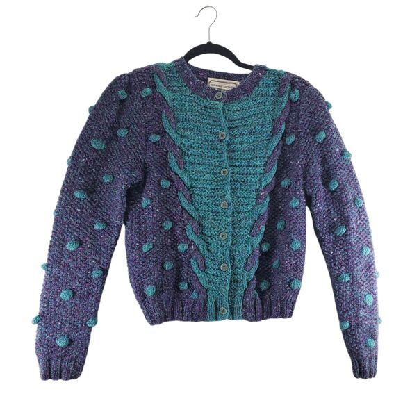 Adrienne Vittadini Sweaters - VTG S Adrienne Vittadini Bubble Knit Cardigan Wool Mohair Popcorn